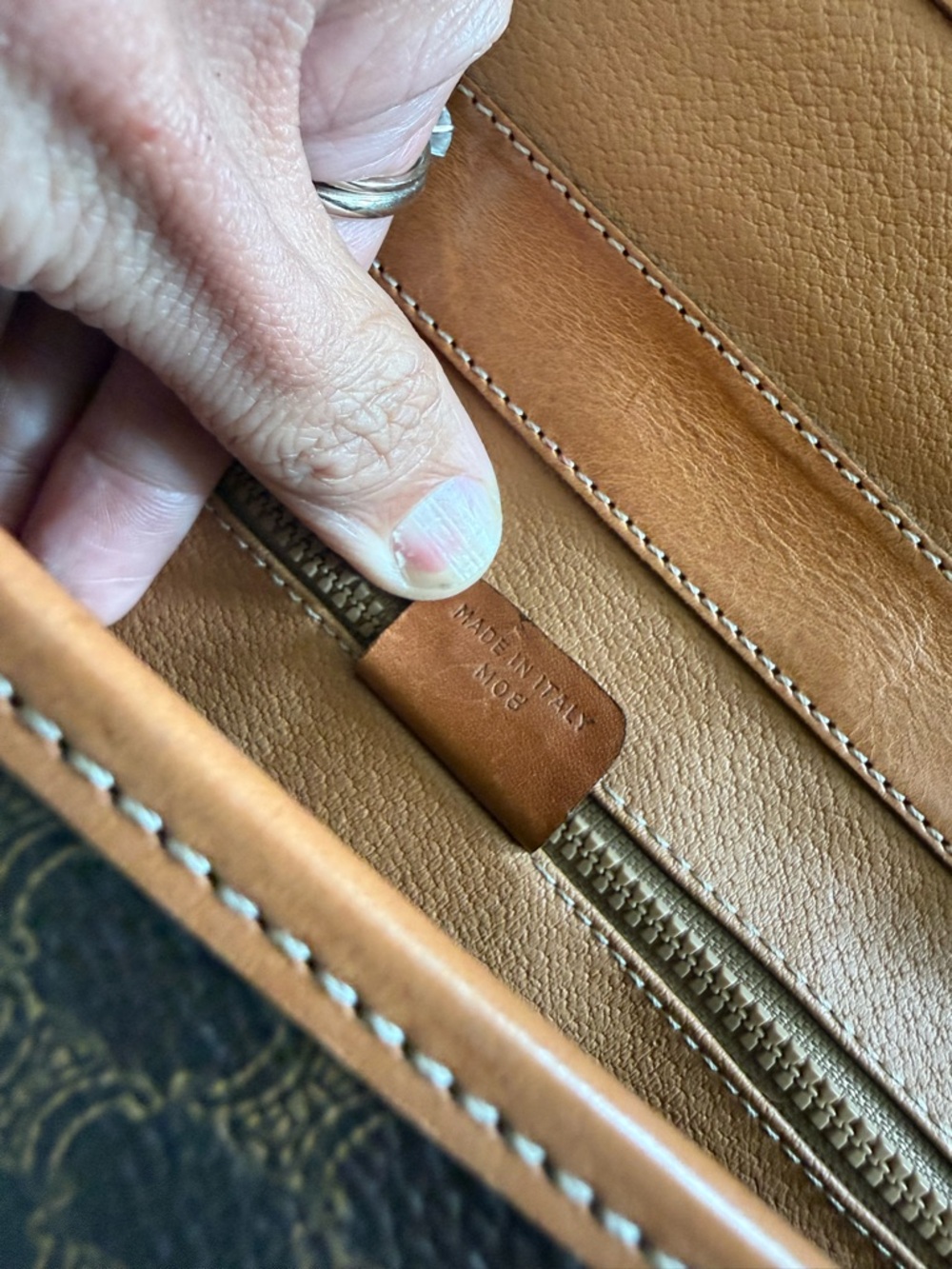 Celine Brown Macadam Canvas Messenger Bag with Tan Leather Trim - Picture 13 of 14